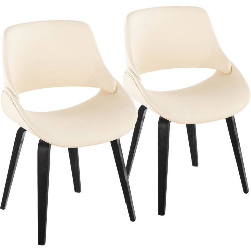 Fabrico Dining Accent Chair in Black Wood & Cream Leatherette (Set of 2)